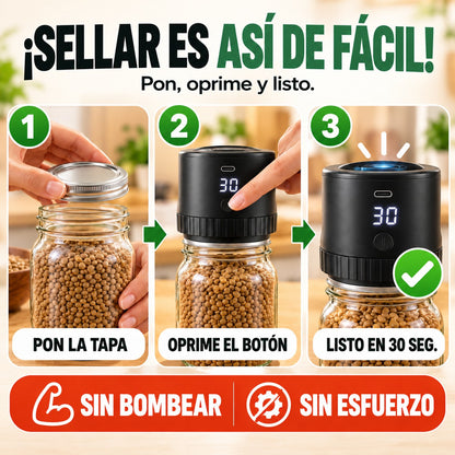 Sellar es así de fácil: pon la tapa, oprime el botón, listo en 30 segundos