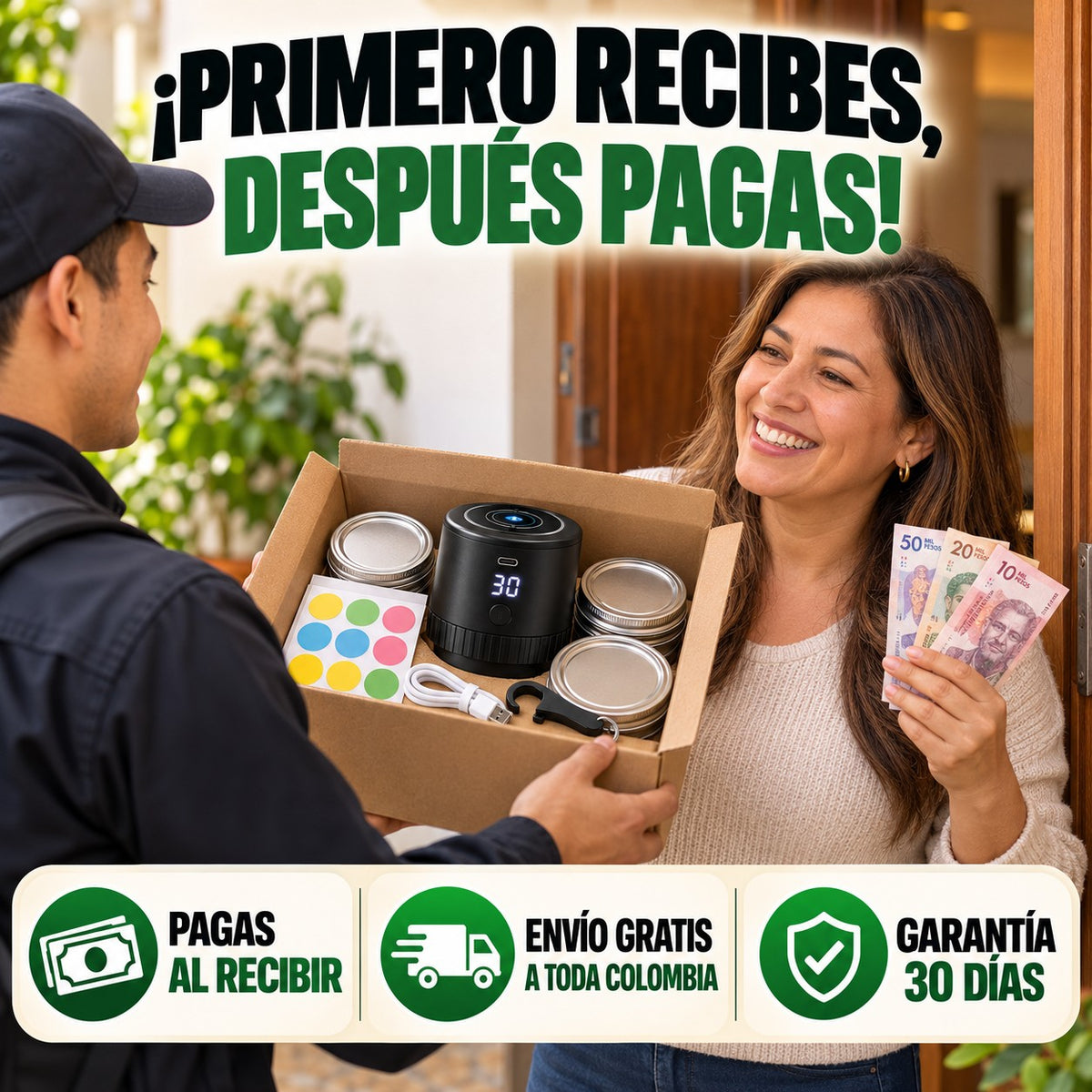 Primero recibes, después pagas: pago al recibir, envío gratis, garantía 30 días